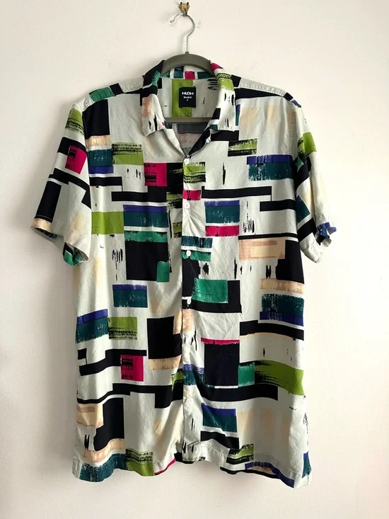 Nuon • Relaxed Fit Viscose Multicolor Abstract Shirt - Picture 1 of 9